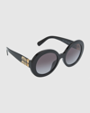 Miu Miu Mu 11ys Logo Round Acetate Sunglasses In Black