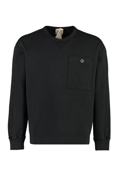 Ten C Logo-patch Cotton Sweatshirt In Black
