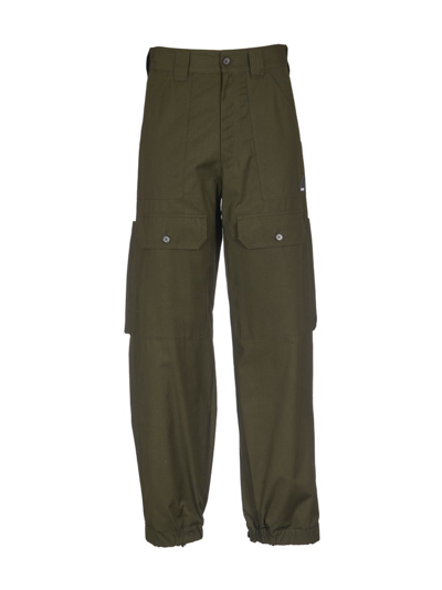 Msgm Cargo-pocket Ripstop Tapered Trousers In Olive Green