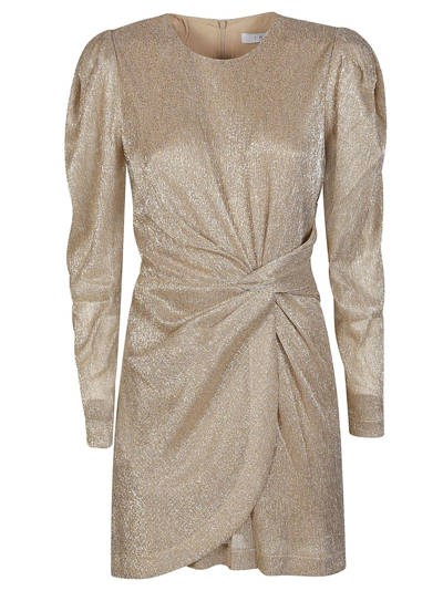 Iro Nowen Draped Round-neck Mini Dress In Metallic Gold