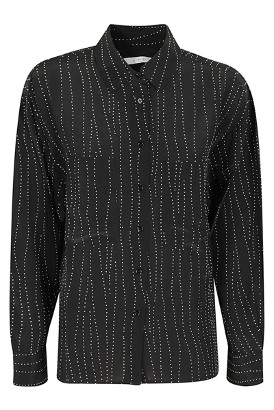 Iro Zef Embellished Silk Button-front Shirt In Black