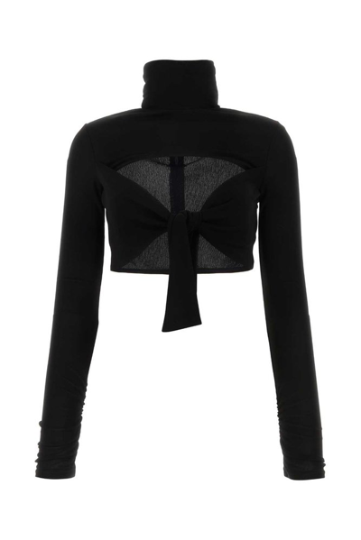 Msgm Cut Out Detailed Cropped Top In Black
