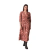 INDI AND COLD PRINTED V-NECK MIDI DRESS IN BORDEAUX FROM