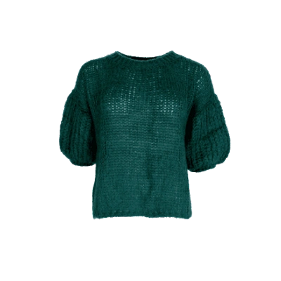 Black Colour Casey Puff Sleeve Jumper In Green