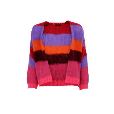 Black Colour Ruby Cardigan Multi Striped In Pink