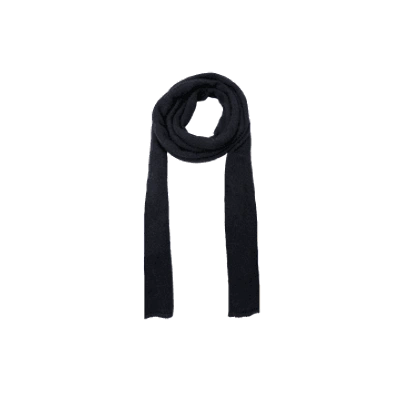 Black Colour Slim Long Knitted Scarf In Black/dark Grey/natural