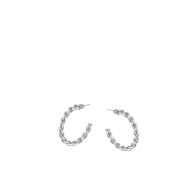 Big Metal Diana Rope Hoop Earrings In Silver From  In Metallic