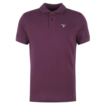 Barbour Pique Cotton Tartan Trim Polo Shirt Purple