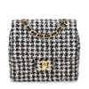 WHAT GOES AROUND COMES AROUND CHANEL HOUNDSTOOTH WOOL SQUARE FLAP BAG