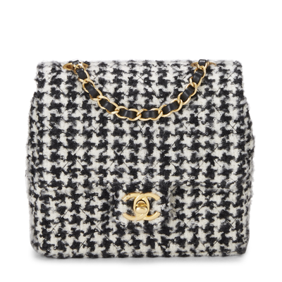 What Goes Around Comes Around Chanel Houndstooth Wool Square Flap Bag In Multi