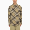 Burberry Check Wool Blend Overshirt In Beige