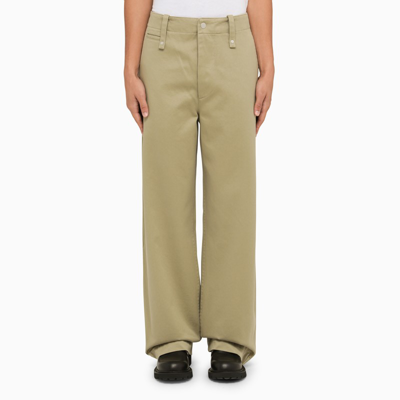Burberry Straight Leg Cotton Pants In Green