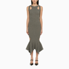 Andreädamo Grey Midi Dress With Cut-out In Grey