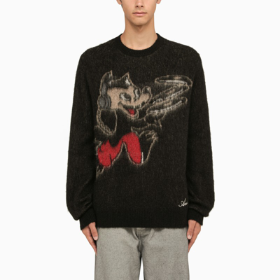 AMIRI BLACK CREW-NECK SWEATER WITH INLAY