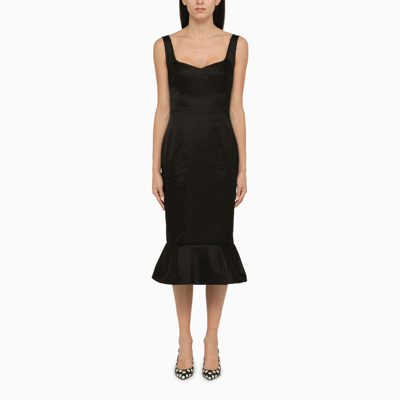 Marni Tailored Sheath Dress With Flounce Hem In Black