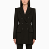 Sportmax Structured Double-breasted Blazer With Flap Pockets In Black