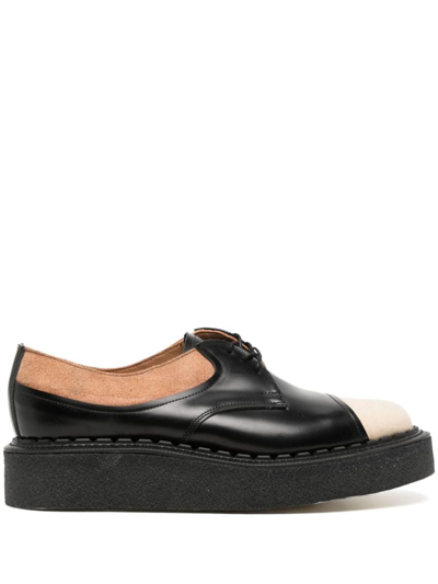 Comme Des Garçons Homme Deux Colour-block Leather Oxford Shoes In Black