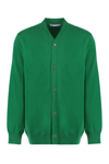 Comme Des Garçons Wool V-neck Cardigan Long Sleeves In Green