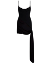 David Koma Crepe And Gathered Satin Mini Dress In Black