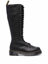 Dr. Martens Tall Black Leather Boots With Lace-up Design In Black