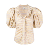 Isabel Marant Striped Ruched Button In Yellow/purple