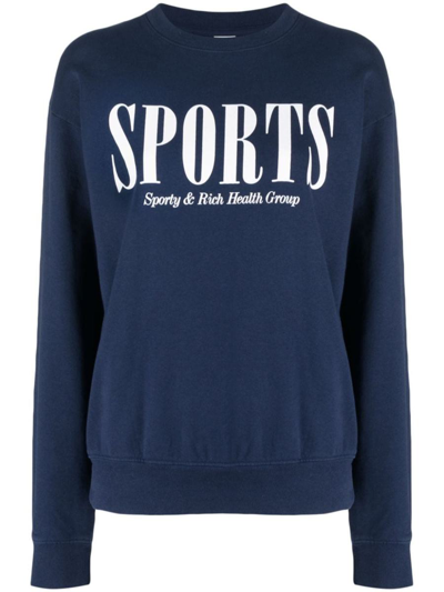 Sporty And Rich Sports Cotton Sweatshirt In Blue