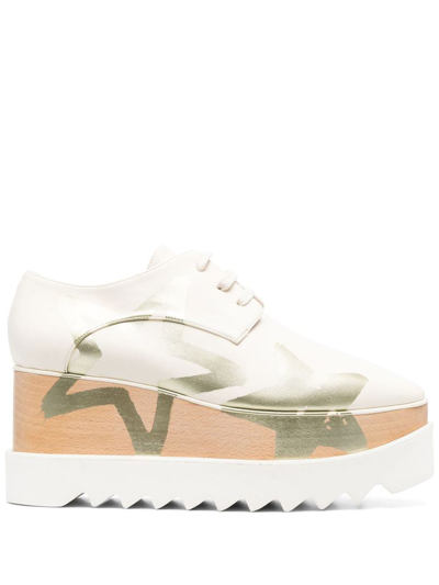 Stella Mccartney Elyse Alter Nappa Star Print Derby Shoes In Beige