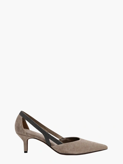 Brunello Cucinelli Monili Embellished City Pumps In Beige