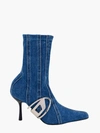 Diesel 'd-eclipse' Light Blue Socks Boots With Macro Oval D Logo In Stretch Cotton Denim Woman In Blue