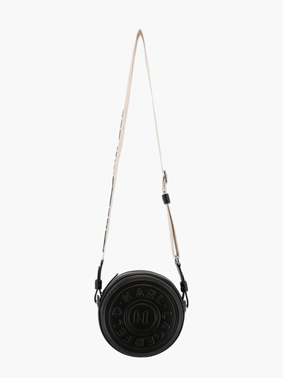 Karl Lagerfeld K/circle 穿孔logo斜挎包 In Black