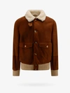 Brunello Cucinelli Long-sleeved Button-up Leather Jacket In Brown