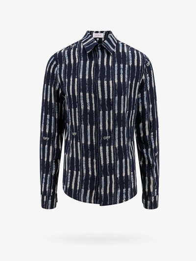 Off-white Men's Patterned Silk Sport Shirt In Black