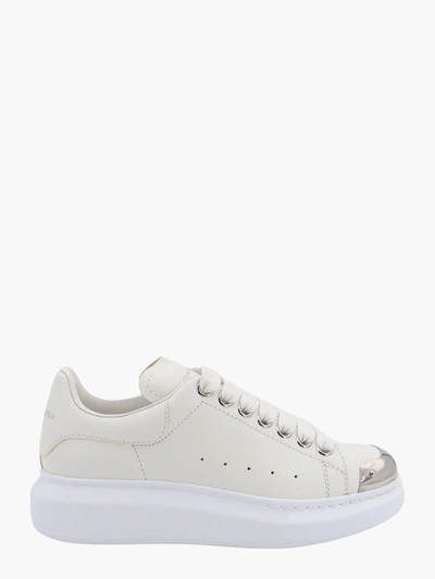 Alexander Mcqueen White Oversized Sneakers With Silver Metal Toe