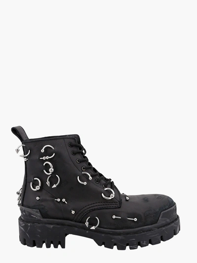 Balenciaga Strike 20 Piercing-embellished Leather Boots In Black