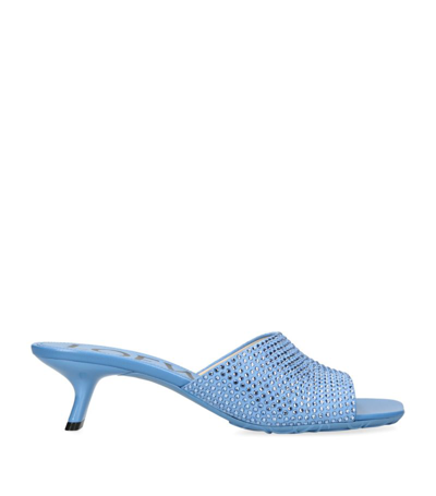 Loewe Womens Blue Petal Crystal-embellished Suede Heeled Mules