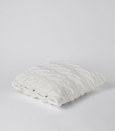 Brunello Cucinelli Cashmere Cable-knit Cushion (50cm X 50cm) In Neutrals