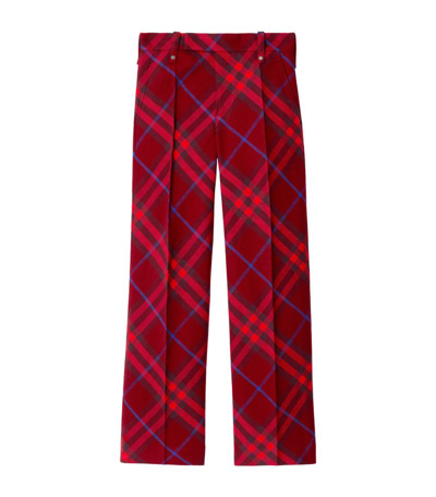 BURBERRY WOOL CHECK PRINT STRAIGHT TROUSERS