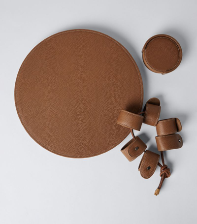 Brunello Cucinelli Leather Table Set In Brown