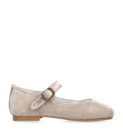 Papouelli Kids'  Velvet Angelica Ballet Flats In Pale Pink