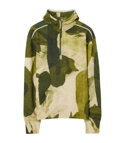 Burberry Camouflage-print Half-zip Hoodie In Wheat