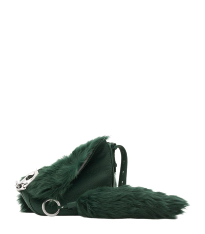 Burberry Small Knight Faux-fur Bag In Green