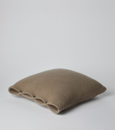 Brunello Cucinelli Cashmere Knitted Cushion (50cm X 50cm) In Brown