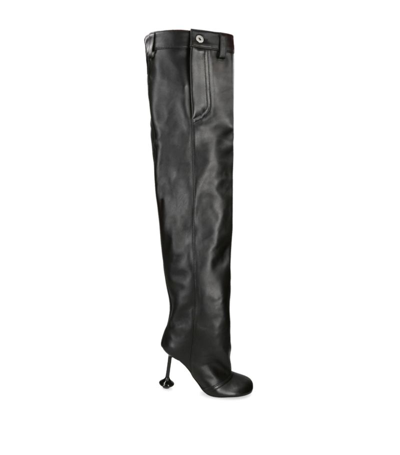 Loewe Leather Toy Knee-high Boots 90 In Black