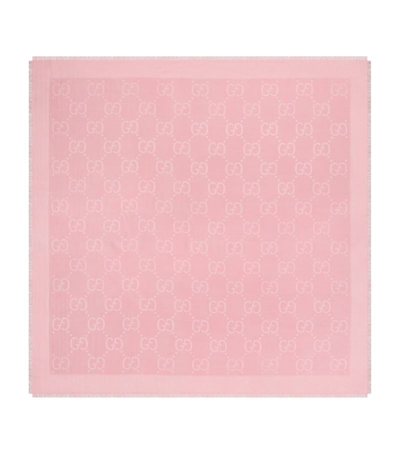 Gucci Silk-wool Gg Scarf In Pink