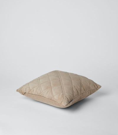 Brunello Cucinelli Suede Monili-trim Quilted Cushion (40cm X 40cm) In Neutrals