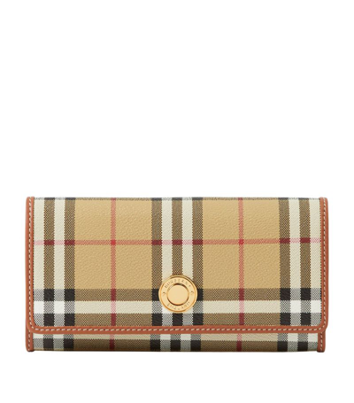 Burberry Leather Check Continental Wallet In Neutrals