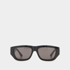 Bottega Veneta Black Bolt Stone-effect Rectangle-frame Sunglasses In Black