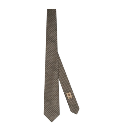 Gucci Silk-wool Interlocking G Tie In Neutrals