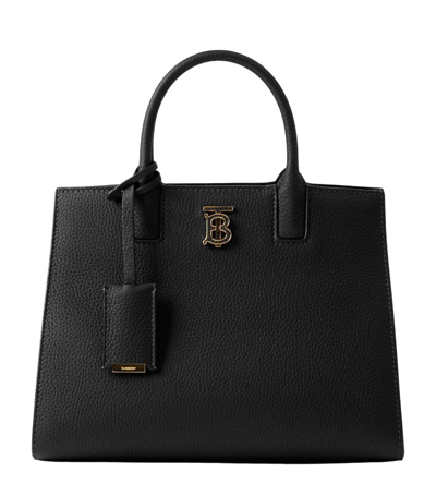 Burberry Mini Leather Frances Tote Bag In Black