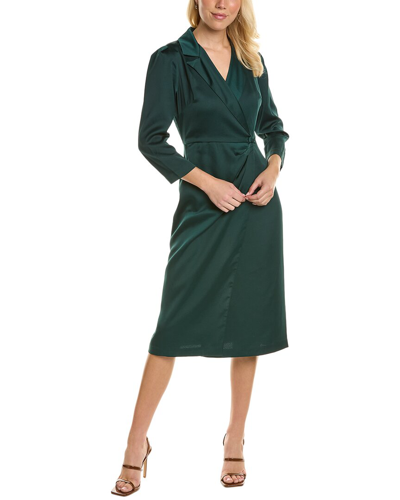 Maison Tara Satin Crepe Midi Dress In Green